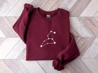 Leo Embroidered Zodiac Sweatshirt Constellation Sweater, Horoscope Sweatshirt, Zodiac Birthday, Taurus Gemini Cancer Virgo Aquarius Pisces