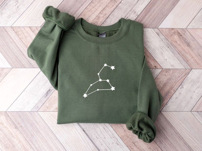 Leo Embroidered Zodiac Sweatshirt Constellation Sweater, Horoscope Sweatshirt, Zodiac Birthday, Taurus Gemini Cancer Virgo Aquarius Pisces