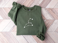 Leo Embroidered Zodiac Sweatshirt Constellation Sweater, Horoscope Sweatshirt, Zodiac Birthday, Taurus Gemini Cancer Virgo Aquarius Pisces