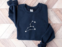 Leo Embroidered Zodiac Sweatshirt Constellation Sweater, Horoscope Sweatshirt, Zodiac Birthday, Taurus Gemini Cancer Virgo Aquarius Pisces