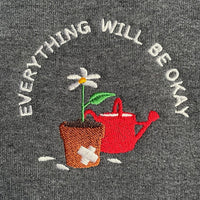 Everything Will Be Okay Embroidered Sweatshirt, Adult Unisex, Pocket Flower Embroidered Crewneck, Self Care Pull Over, Cute Embroidery Gift