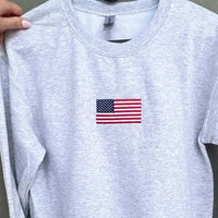 American Flag Embroidered Sweatshirt, 4th of July Sweatshirt, Trendy Crewneck Sweatshirt, Patriotic Sweatshirt, Independence Day Gifts