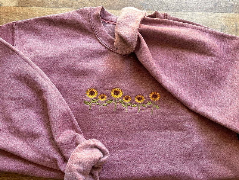 Sunflower Embroidered Crewneck | wildflowers crewneck, floral sweatshirt, sunflowers embroidered sweatshirt, floral embroidered sweatshirt