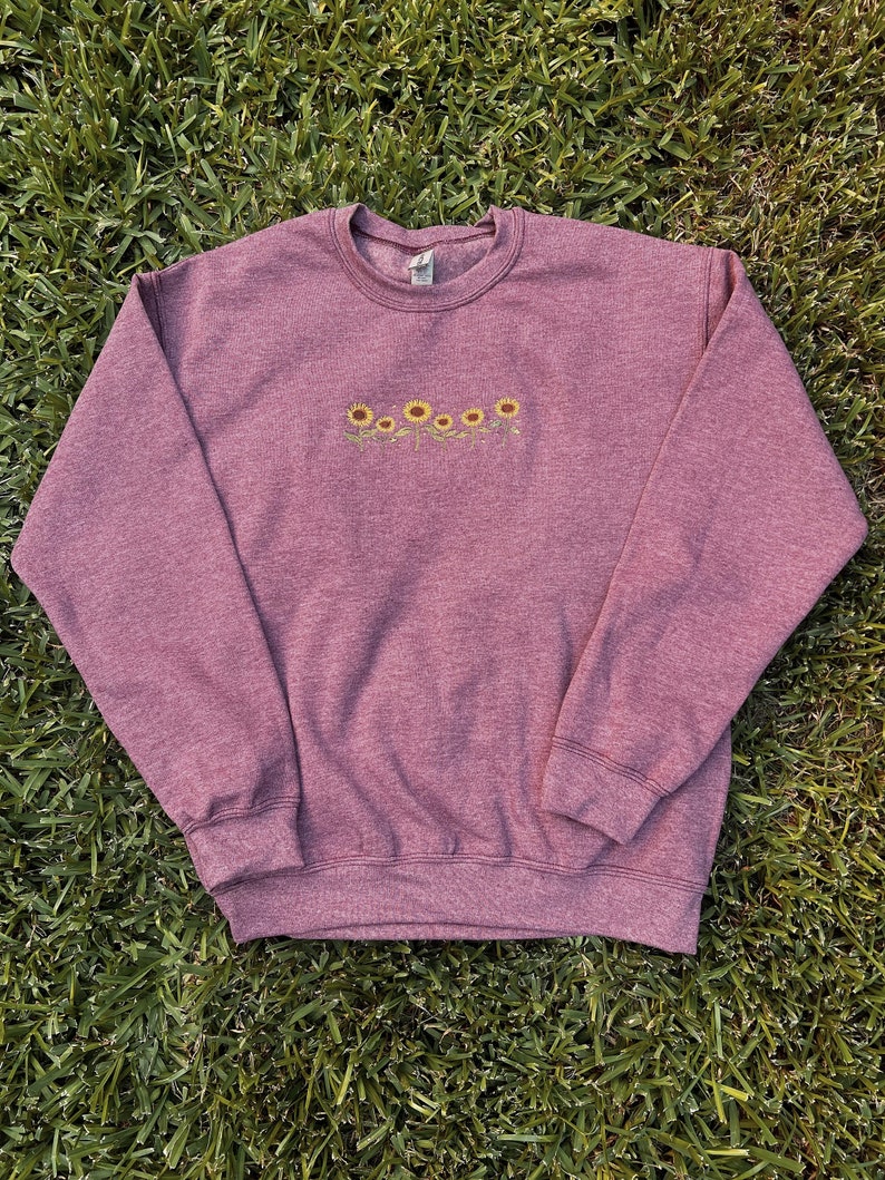 Sunflower Embroidered Crewneck | wildflowers crewneck, floral sweatshirt, sunflowers embroidered sweatshirt, floral embroidered sweatshirt