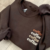 Embroidered Coffee Sweatshirt, Trendy Tonal Coffee Sweater, Coffee Lovers Gift, Fall Sweatshirts, Preppy Crewneck Sweater, Best Friend Gift