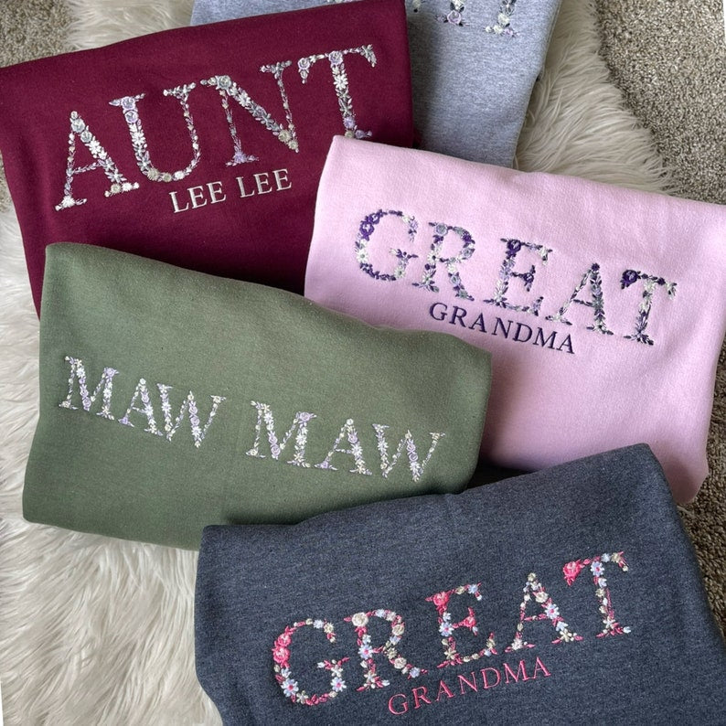College Floral Letter Embroidered Sweatshirt | Embroidery Sorority Gift Greek Letter Sweatshirt | Family & Friend | SHIPS FROM USA!