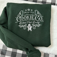 North Pole Cookie Co Embroidered Sweatshirt- Y2K Style Embroidered Crewneck| unisex Sweatshirt- Embroidered hoodie Christmas - Gift for her