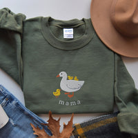 Mama Embroidered Sweatshirt, Cute Mama Goose Embroidery, Mothers Day Gift, Mom and Kids Shirt, Mama Duck and Ducklings, Mama and Chicks Crew