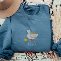 Mama Embroidered Sweatshirt, Cute Mama Goose Embroidery, Mothers Day Gift, Mom and Kids Shirt, Mama Duck and Ducklings, Mama and Chicks Crew
