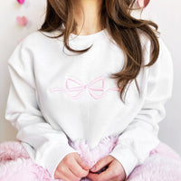 Cute Bow Embroidered Gemma Sweatshirt |  Dainty Bow Sweatshirt | Embroidered Bow Ribbon Trendy Sweatshirt | Embroidered Bow | Gift for Her