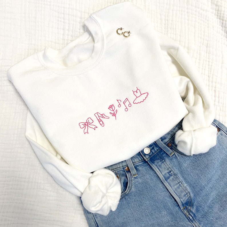 Embroidered Dance Icon Sweatshirt | Cute Dance Top | Gift for Dancer | Gemma Crewneck Sweatshirt | Dance Mom Sweatshirt