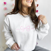 Cute Bow Embroidered Gemma Sweatshirt |  Dainty Bow Sweatshirt | Embroidered Bow Ribbon Trendy Sweatshirt | Embroidered Bow | Gift for Her