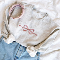 Cute Bow Embroidered Gemma Sweatshirt |  Dainty Bow Sweatshirt | Embroidered Bow Ribbon Trendy Sweatshirt | Embroidered Bow | Gift for Her