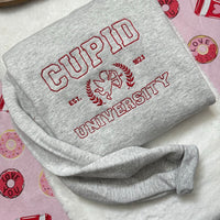 Cupid University Embroidered Sweatshirt- Y2K Style Embroidered Crewneck| unisex Sweatshirt- funny clothing- Valentines Day - Love - gift