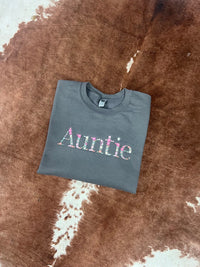 Embroidered floral auntie sweatshirt, auntie crewneck, aunt gift, embroidered sweatshirt, custom sweatshirt, personalized sweatshirt, floral
