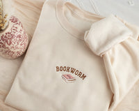 Embroidered Bookworm Sweatshirt, Embroidered Book Lover Sweatshirt, Sweatshirts for Book Club, Book Gifts, Book Club, Sweatshirt, BOOK-C-97