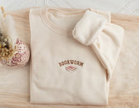 Embroidered Bookworm Sweatshirt, Embroidered Book Lover Sweatshirt, Sweatshirts for Book Club, Book Gifts, Book Club, Sweatshirt, BOOK-C-97