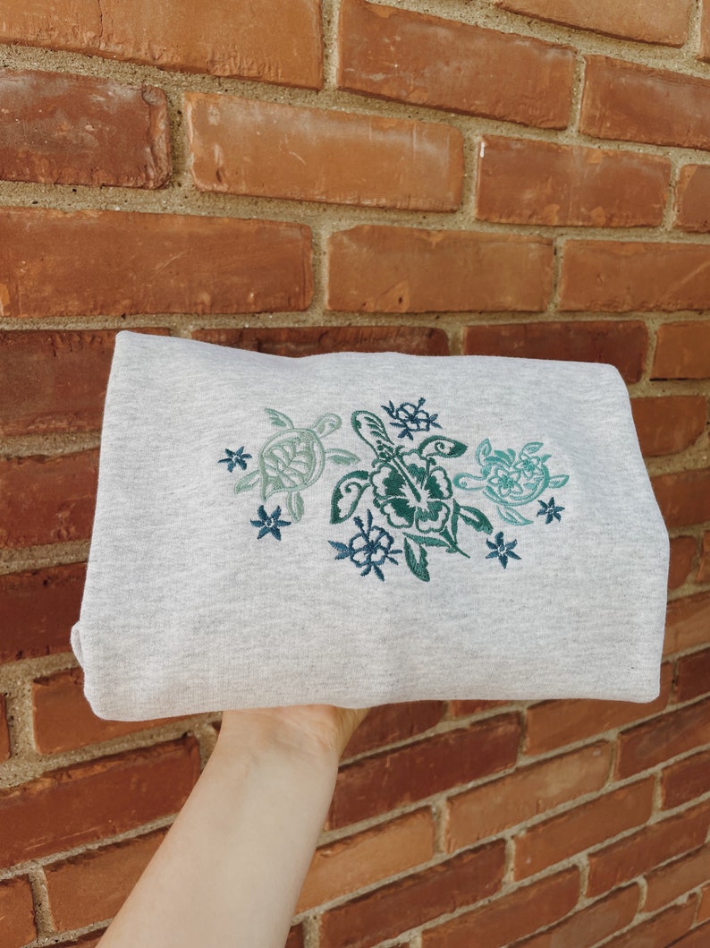 Tropical Turtles Embroidered Sweatshirt
