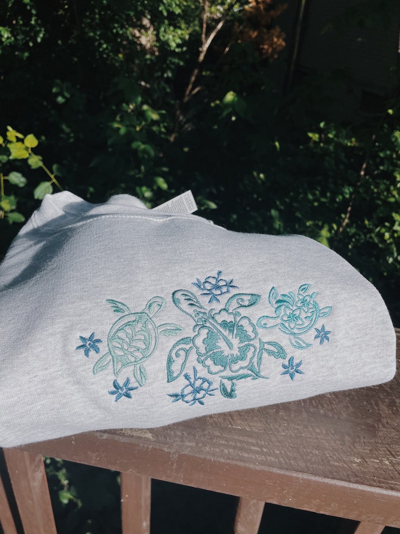 Tropical Turtles Embroidered Sweatshirt