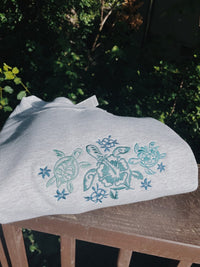 Tropical Turtles Embroidered Sweatshirt