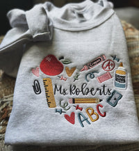 Embroidered 90s Vibe Teacher Sweatshirt - Embroidered Teacher Sweatshirt - Teacher Gift - Student Teacher Sweatshirt - DayCare Sweatshirt