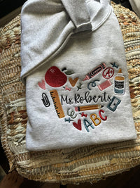 Embroidered 90s Vibe Teacher Sweatshirt - Embroidered Teacher Sweatshirt - Teacher Gift - Student Teacher Sweatshirt - DayCare Sweatshirt