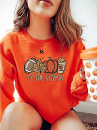 Embroidered Pumpkin Spice Latte Shirt, Tis The Season Shirt, Embroidered Fall Shirt, Touchdown Fall Sweatshirt, Embroidered Thanksgiving Tee
