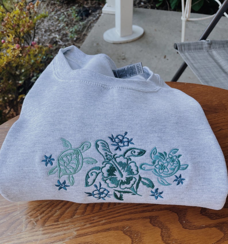 Tropical Turtles Embroidered Sweatshirt