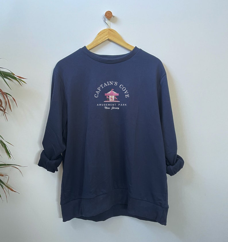 Embroidered Sweatshirt | 100% Cotton Handmade Sweater Jumper Design | Captain's Cove Amusement Park Embroidery