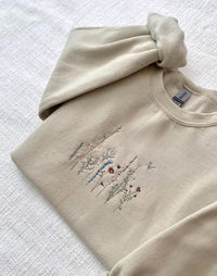 Wildflower Embroidered Hoodie Mockup - Embroidery Crewneck - Nature Embroidery - Adventure Sweatshirt - Gildan 18500 Mockup