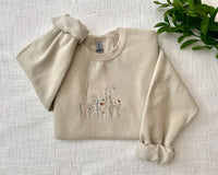 Wildflower Embroidered Hoodie Mockup - Embroidery Crewneck - Nature Embroidery - Adventure Sweatshirt - Gildan 18500 Mockup