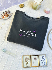 Kind Butterfly Embroidered Sweatshirt Funny Shirt Funny Gift Meme Shirt Gift For Her Best Friend Gift Grandma Gift For Mom Embroidered Crew