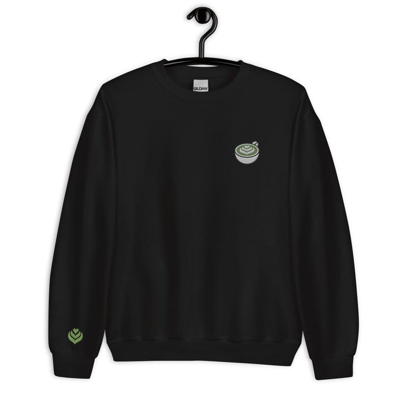 Matcha Embroidered Crewneck Sweatshirt, Matcha Gift, Matcha Lover Sweater, Matcha Mug Latte Art, Embroidery Sweater, Cute Matcha Tea Shirt