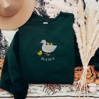 Mama Embroidered Sweatshirt, Cute Mama Goose Embroidery, Mothers Day Gift, Mom and Kids Shirt, Mama Duck and Ducklings, Mama and Chicks Crew