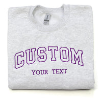 Custom Embroidered Sweatshirt, Varsity Crewneck, College Letters Sweater, Retro Sweatshirt, Name on Sleeves, Personalized Crewneck