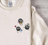Embroidered Soot Long Sleeve Shirt | Embroidery Sweater | Anime Gifts | Crewneck Sweatshirt
