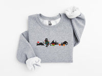 Christmas Cute Cat Embroidered Sweatshirt | Embroidered Funny Christmas Hoodie |Christmas Cute Cat Sweater | Cat Lover Crew Neck Sweatshirt