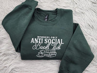 Anti Social Book Club Embroidered Crewneck, Book Club Shirt, Book Lover Crewneck, Bookish Crewneck, Book Club T-Shirt