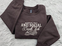 Anti Social Book Club Embroidered Crewneck, Book Club Shirt, Book Lover Crewneck, Bookish Crewneck, Book Club T-Shirt