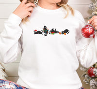 Christmas Cute Cat Embroidered Sweatshirt | Embroidered Funny Christmas Hoodie |Christmas Cute Cat Sweater | Cat Lover Crew Neck Sweatshirt