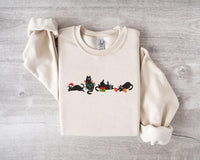 Christmas Cute Cat Embroidered Sweatshirt | Embroidered Funny Christmas Hoodie |Christmas Cute Cat Sweater | Cat Lover Crew Neck Sweatshirt