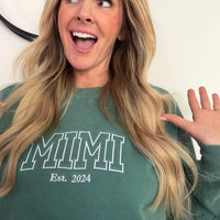 Comfort Colors® Custom Embroidered Mama Sweatshirt With Kids Names, Mama Sweatshirt Embroidered, Personalized Mimi, Momma, Mama...