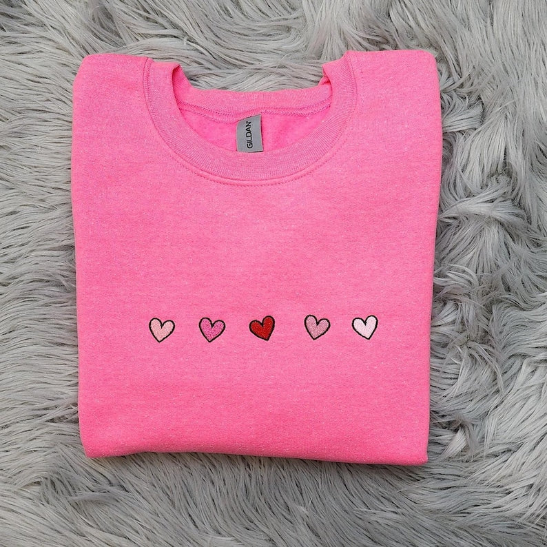 Cute Mini Hearts Embroidered Crewneck | Valentine's Crewneck | Mini Hearts | Gift For her | Cute Crewneck | Mini Embroidery