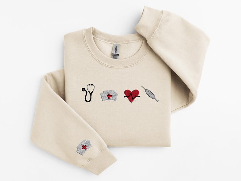 Embroidered Nurse Sweatshirt, Nursing Student Sweatshirt, Embroidered Nurse Crewneck, Gift for Nurse, Trendy Nurse Crewneck, Nursing Student