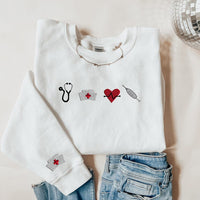 Embroidered Nurse Sweatshirt, Nursing Student Sweatshirt, Embroidered Nurse Crewneck, Gift for Nurse, Trendy Nurse Crewneck, Nursing Student