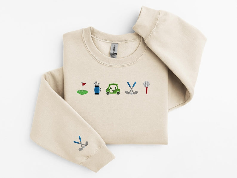 Embroidered Golf Sweatshirt, Golf Girl Sweatshirt, Golf Crewneck, Cute Golfing Shirt, Golf Hoodie, Preppy Golf Shirt, Golf Embroidery Design