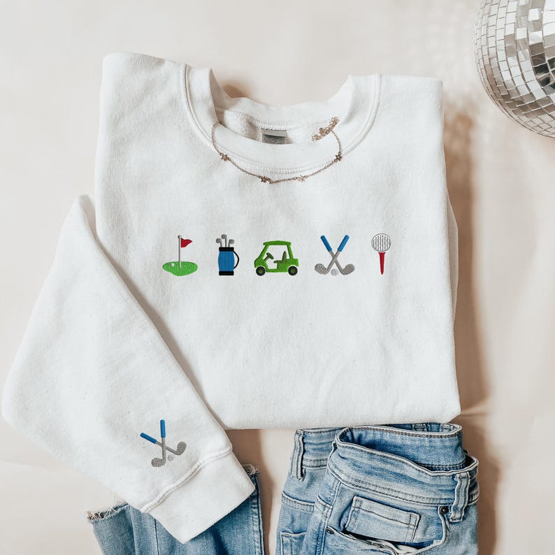 Embroidered Golf Sweatshirt, Golf Girl Sweatshirt, Golf Crewneck, Cute Golfing Shirt, Golf Hoodie, Preppy Golf Shirt, Golf Embroidery Design