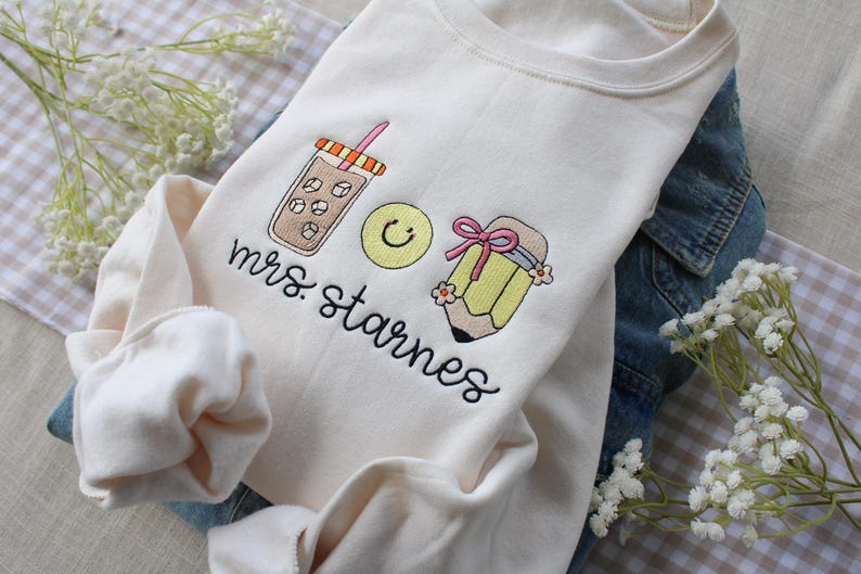 Teacher Icon Sweatshirt -- Embroidered, Teacher Gift, Teacher Pullover Sweatshirt