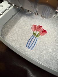 Tulip Vase Embroidered Sweatshirt, Spring, Flowers, Easter, Crewneck, Embroidery, Mum Gift, Pastel Flowers, Eco Jumper, Gardening Gift