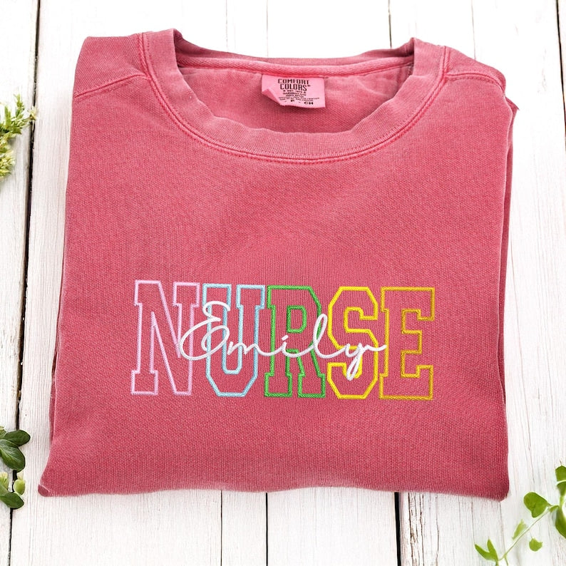 Embroidered Nurse Sweatshirt - Registered Nurse Comfort Colors® Sweatshirts - Nursing Graduation Gift - Nursing Student Gift
